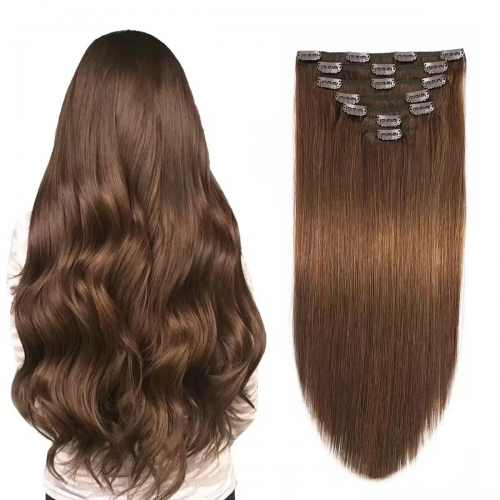 Classic Clip in 100% Real Human Hair Natural Color Straight 16-26 inch Raw Russian and Virgin Indian Remy Hair Extensions Cuticle AlignedVirgin Hair