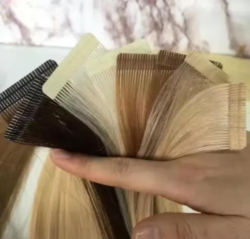 Two stitching Line Russian Tape-in Human Hair Extensions Raw Virgin Human Hair Double Drawn Virgin Cuticle Aligned PU Line Thread Tape extension