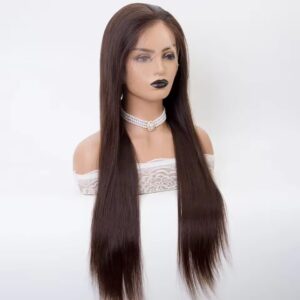 silk base 4×4 full lace wig – long length brown color custom human hair